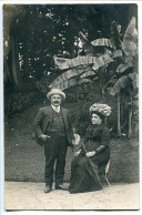 Ancienne Photo Carte * D'un Couple De Qualité " Charles Et Elisa " Sur Fond De Jardin Exotique Avec Bananier - Fotografie