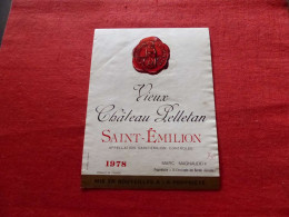 E-444 , ETIQUETTE , SAINT-EMILION, Château  PELLETAN 1978 - Bordeaux