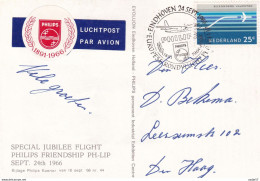 Netherlands Special Jubilee Flight Philips Friendship Ph-Lip 1966 Special Card Building Evoluon 24-09-1966 - Airmail