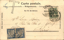 1903  CAD De GENEVE  Taxée  2 X 5c  +  Grande Lettre T évidée - Lettres & Documents