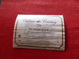 E-463 , ETIQUETTE , BORDEAUX, Château Du COURMEY 1990, St Germain De Graves , Gironde - Bordeaux