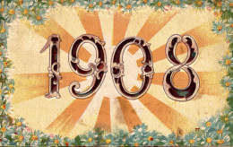 ANNO DATA 1908 - YEAR DATE 1908 - Fiori - Rilievo, Gaufré, Embossed - VG - #002 - New Year