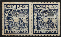 INDIA 1946 Victorious End To World War II - Inscribed HYDERABAD - PAIR MNH - (NP#143-P11-L7) - Hyderabad