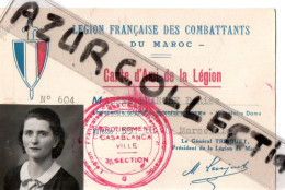 Carte D'Ami Féminine Légion Française Des Combattants Du Maroc 1941/42 - Cartes De Membre