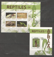 Uganda (Ouganda) - 2014 - Reptiles - Yv 2682/85 + Bf  447 - Snakes