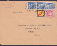 France VICTOR DUFOUR Notaire DUNKERQUE 1947 Cover Brief Lettre MALMÖ Sweden 3x Marianne Ceres Lorraine Arms - Lettres & Documents