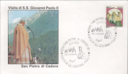 ITALIA - ITALIE - ITALY - 1987 - Annullo Speciale Visita Di S.S. Giovanni Paolo II A San Pietro Di Cadore - Viaggi Del - 1981-90: Marcophilie