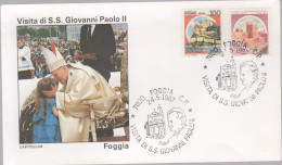 ITALIA - ITALIE - ITALY - 1987 - Annullo Speciale Visita Di S.S. Giovanni Paolo II A Foggia - Viaggi Del Papa - 1981-90: Marcophilie