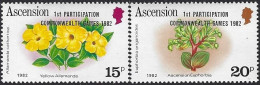 Ascension 1982 XII Giochi Del Commonwealt Sovr. Su Fiori  2v.  Cpl. Yv. 325/26 Mnh** Spl - Sonstige & Ohne Zuordnung