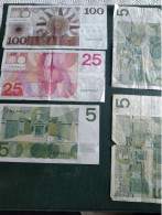 Lot De Cinq Billets Pays Bas Ayant Circules - 100 Gulden