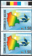 Bolivia 2009 ** CEFIBOL 2026c Pair. Vertical Perforation Displaced. CARTOGRAPHY: Private Couriers National Minimum Rate - Bolivië