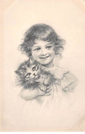 Enfants - N°80521 - M.M.Vienne N°85 - Dessin D'une Fillette Portant Un Chat - Kindertekeningen