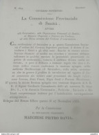 1835  BOLOGNA COMMISSIONE PROVINCIALE DI SANITA' DIVIETO - Historische Documenten