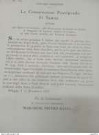 1835 BOLOGNA GOVERNO PONTIFICIO LAZZARETTI PER LE PERSONE PROVENIENTI DA PAESI INFETTI - Historische Documenten