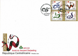 Central African Republic 2013 Mi 4112-4115 FDC  (XFDC ZS5 CARvie4112-4115) - Serpenti