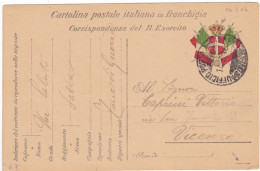 ITALIA - REGNO - FRANCHIGIA - POSTA MILITARE - VIAGGIATA DA ZONA DI GUERRA -PER  VICENZA - 1916 - Franchigia