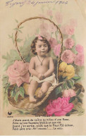 Enfants - N°82043 - Nid Rose - J'étais Avant De Naître ... La Voici - Fillette Assise Dans Un Panier Au Milieu De Roses - Ritratti