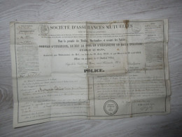 POLICE SOCIÉTÉ D'ASSURANCES MUTUELLES - 1855 - Biens Assurés Situés à MALICORNE - Historical Documents