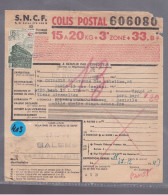 Colis Postal   Postaux   S.N.C.F  SNCF Bulletin D' Expédition Timbre 4,70 F & 1 F  1943 Vins Rivesaltes Salses - Covers & Documents