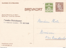 1967. DANMARK DANSKE STATSBANER. BREVKORT. 40 ØRE FREDERIK - Postwaardestukken