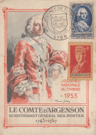 Carte  Maximum   1er  Jour   FRANCE   Journée  Du  Timbre   Avec   Vignette   DE  GAULLE    LYON    1953 - 1950-1959