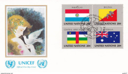 United Nations 1984 FDC Uruguay; Bhutan; Central African Republic; Australia - Francobolli