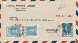 Iran Air Mail Cover Sent To Denmark (2 Archive Holes In The Left Side Of The Cover) - Irán