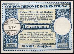 ZWICKAU (SACHSEN) 18.09.37  ALLEMAGNE GERMANY Lo11  30 Rpf  Int. Reply Coupon Reponse Antwortschein IAS IRC  ( Mi.17 ) - Other & Unclassified