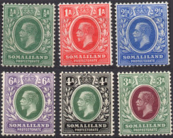 SOMALILAND PROTECTORATE/1912-9/MH/SC#51-2, 54-7/ KING GEORGE V / KGV / WMK 3 / PARTIAL SET - Somalilandia (Protectorado ...-1959)