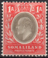 SOMALILAND PROTECTORATE/1905/MH/SC#41/ KING EDWARD VII / KEVII / WMK 3 / 1a CARMINE & BLACK - Somalilandia (Protectorado ...-1959)