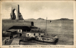 CPA Marseille Bouches Du Rhône, Promenade De La Corniche, Kriegsdenkmal - Otros & Sin Clasificación