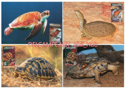 LIBYA 1996 Reptiles Reptilia Turtles (4 Maximum-cards) - Tartarughe