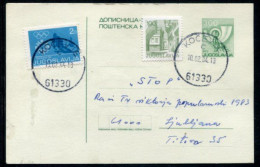 YUGOSLAVIA 1983 Posthorn 3 D. Stationery Card Used With Winter Olympic Tax  Michel  P183 - Postwaardestukken