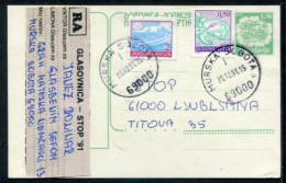 YUGOSLAVIA 1990 Postal Coach 1,50 D. Postcard, Used In 1991 With Additional Franking.  Michel P204 - Postwaardestukken