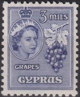 1955 Zypern (Republik) ** Mi:CY 165, Sn:CY 169, Yt:CY 157, Sg:CY 174, Queen Elizabeth & Grapes - Unused Stamps