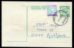 YUGOSLAVIA 1991 Mailcoach 3.50 D. Stationery Card Used With Additional Franking.  Michel P206 - Postwaardestukken