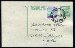 YUGOSLAVIA 1991 Mailcoach 3.50 D. Stationery Card Used With Additional Franking.  Michel P206 - Postwaardestukken