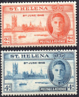 ST. HELENA/1946/MH/SC#128-9/PEACE ISSUE / KING GEORGE VI / KGVI / PARLIAMENT BUILDING LONDON/ FULL SET - Saint Helena Island