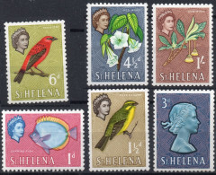 ST. HELENA/1961/MH/SC#159-60, 162-4/ QUEEB ELIZABETH II / QEII / FLOWERS / FISH/ BIRDS/ PARTIAL SET - Saint Helena Island