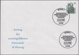 PU 315/14 SWK 38 Pf. Bremer Roland Ersttag 38-Pfennig-Porto, ESSt Bonn 12.1.1989 - Buste Private - Nuovi