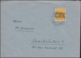 45I Band Auf 25 Pf. Auf Brief STUTTGART-DEGERLOCH 24.7.48 Nach Saarbrücken - Covers & Documents