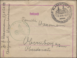 Feldpost BS Gebirgsjäger-Nachrichten Stempel GRÜN, Brief SSt KLAGENFURT 2.9.44 - Occupation 1938-45