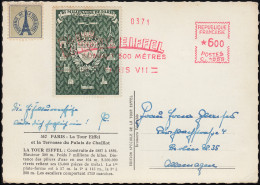 Absenderfreistempel PARIS VII LA TOUR EIFFEL 1951 Auf Passender AK Eiffelturm - Other & Unclassified