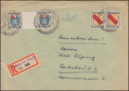 9 ZW Wappen Zwischenstegpaar Mit 10 Wappen 30 Pf. MiF R-Bf. SSt WANGEN 9.6.1947 - General Issues