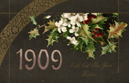 ANNO DATA 1909 - YEAR DATE 1909 - Agrifoglio - Rilievo, Gaufré, Embossed - VG - #012 - New Year