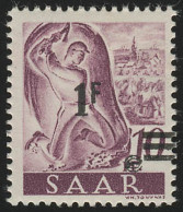 Saarland 228Z II/I Aufdruck Auf Neuauflage 1 Fr Auf 10 Pf., Type I, ** - Nuovi