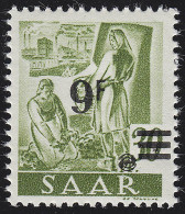 Saarland 234Z II Aufdruck Auf Neuauflage 9 Fr Auf 30 Pf., ** - Unused Stamps