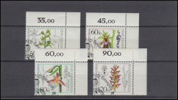 724-727 Wofa Orchideen 1984: Satz Ecken Oben Rechts, ESSt BERLIN - Oblitérés