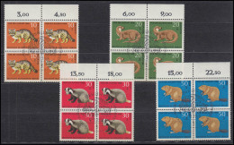 316-319 Vom Aussterben Bedrohte Tiere: Satz Oberrand-Viererblöcke ESSt BERLIN - Used Stamps