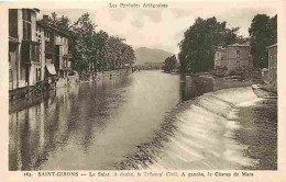 09 - Saint Girons - Le Salat - A Droite Le Tribunal Civil - A Gauche Le Champ De Mar»  - CPA - Voir Scans Recto-Verso - Saint Girons